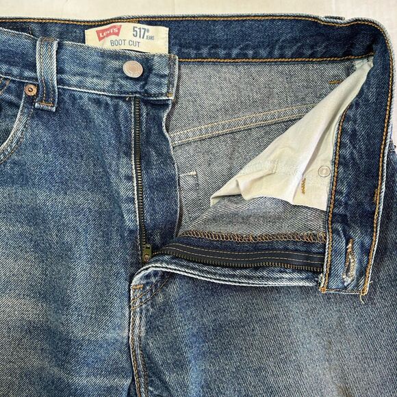 Vintage Levis 517 Jeans Bootcut Distressed Western Cowboy Denim Faded Blue 32x32 - Picture 4 of 8